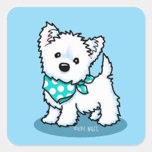 Sticker Carré KiniArt Cutieface Westie
