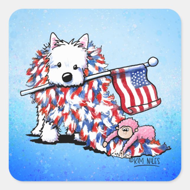 Sticker Carré KiniArt Liberty Westie (Devant)