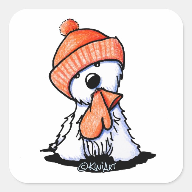 Sticker Carré KiniArt Orange Winter Westie (Devant)