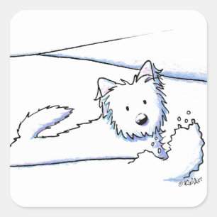 Sticker Carré KiniArt Snow Plow Westie