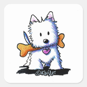 Sticker Carré KiniArt Westie avec os