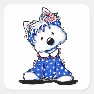 Sticker Carré KiniArt Westie Darling In Dots