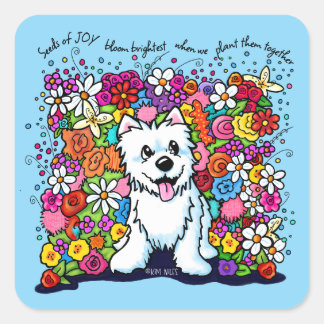 Sticker Carré KiniArt Westie Joyful Garden