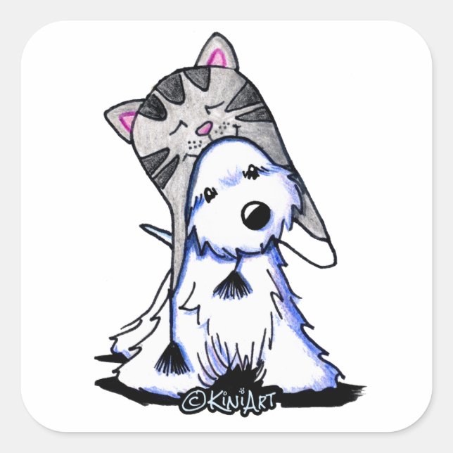 Sticker Carré KiniArt Westie Kitty (Devant)