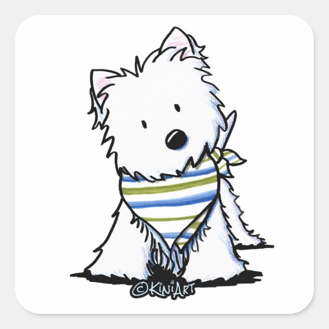 Sticker Carré KiniArt Westie Terrier (Devant)