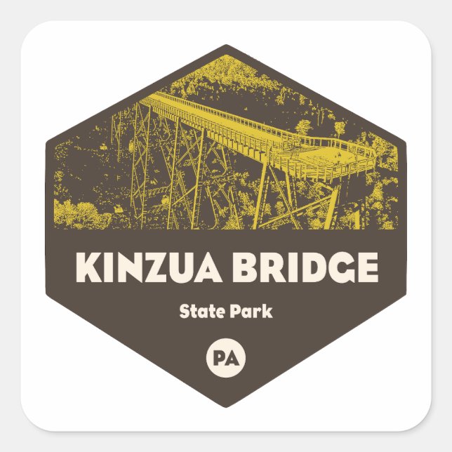 Sticker Carré Kinzua Bridge State Park Pennsylvanie (Devant)
