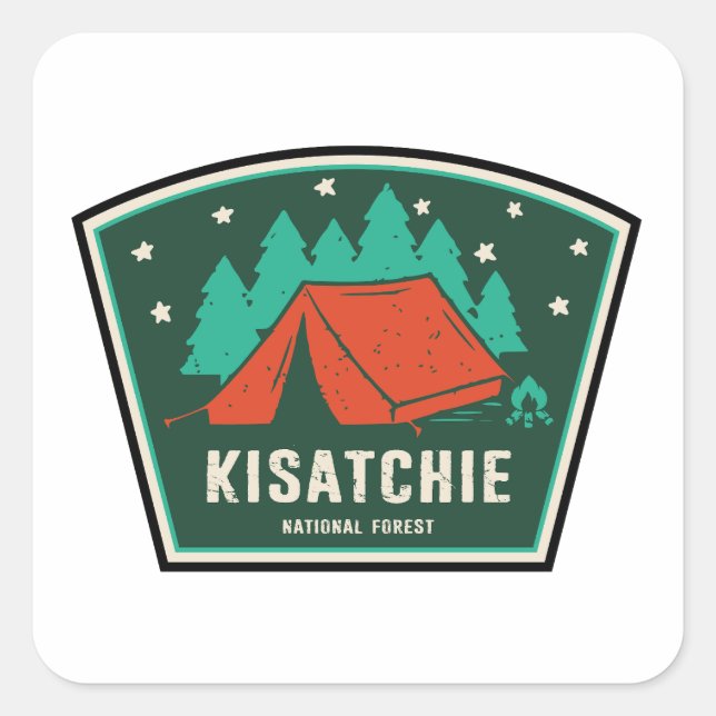 Sticker Carré Kisatchie Forêt nationale Louisiane Camping (Devant)