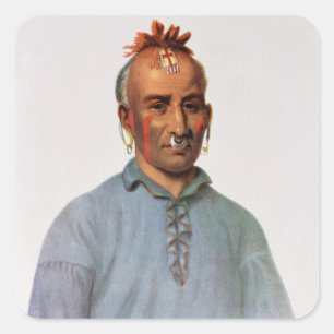 Sticker Carré Kish-Kal-Wa, un chef de Shawnee