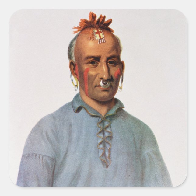 Sticker Carré Kish-Kal-Wa, un chef shawnee (Devant)