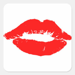 Sticker Carré Kiss Lips Red Lipstick Losion Passion Valentine