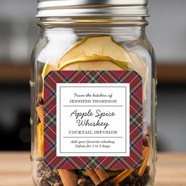 Sticker Carré Kit de perfusion classique Red Tartan Holiday Cock (Créateur téléchargé)