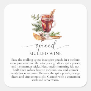 Sticker Carré Kit de recette de vin Mulled Noël