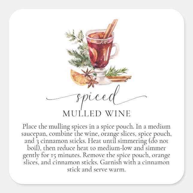 Sticker Carré Kit de recette de vin Mulled Noël (Devant)