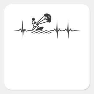 Sticker Carré Kitesurfer Heartbeat Kitesurf Pulse Kiting
