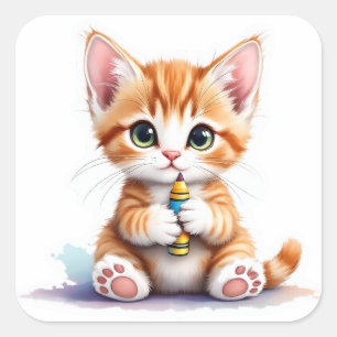 Sticker Carré Kitten de rentrée - Le plus mignon JAMAIS ! Autoco