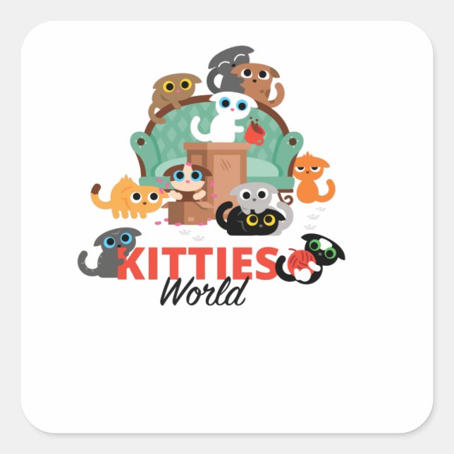 Sticker Carré Kitties World (Devant)
