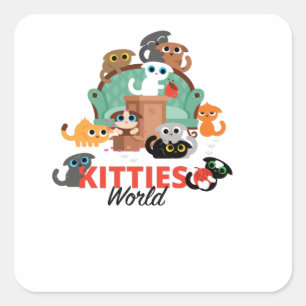Sticker Carré Kitties World