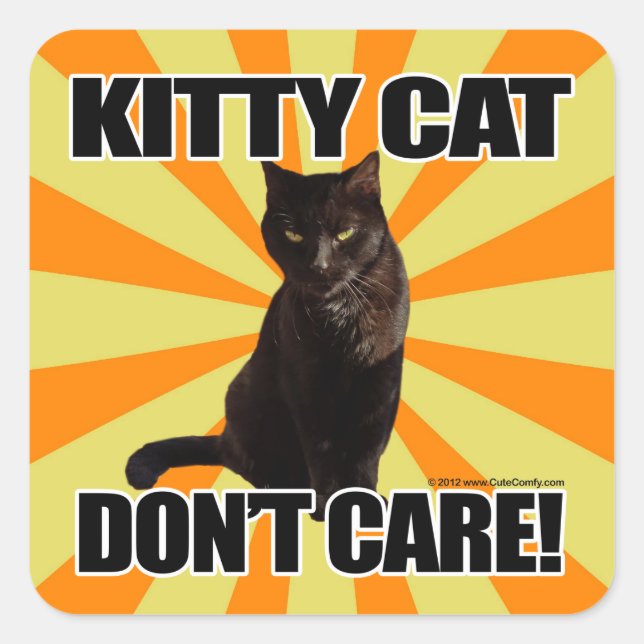 Sticker Carré Kitty Cat ne s'en soucie pas (Devant)