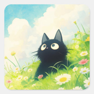 Sticker Carré Kitty Peaceful Meadow