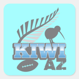 Sticker Carré KIWI AZ rugby à oiseau et fougère argentée