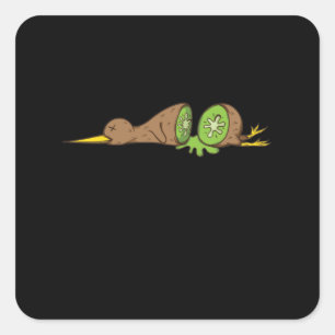 Sticker Carré Kiwi Vogel coupée comme un kiwi