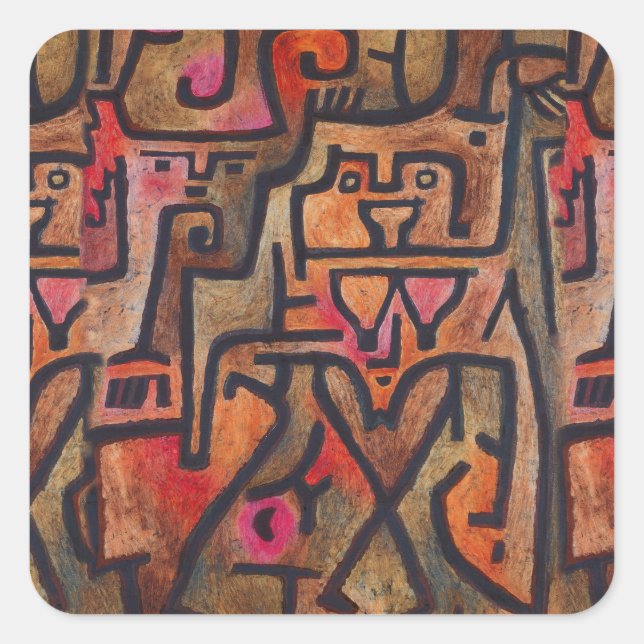 Sticker Carré Klee Expressionniste Forêt Abstraite Art Moderne (Devant)