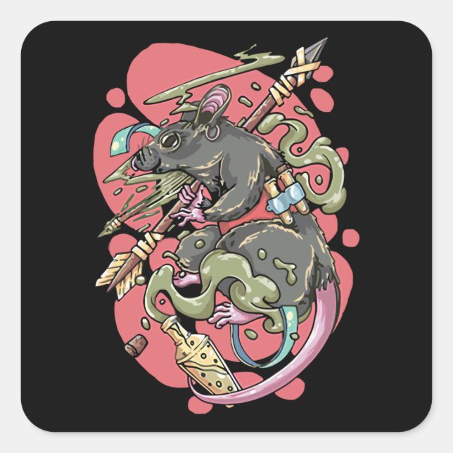 Sticker Carré Knight Rat (Devant)