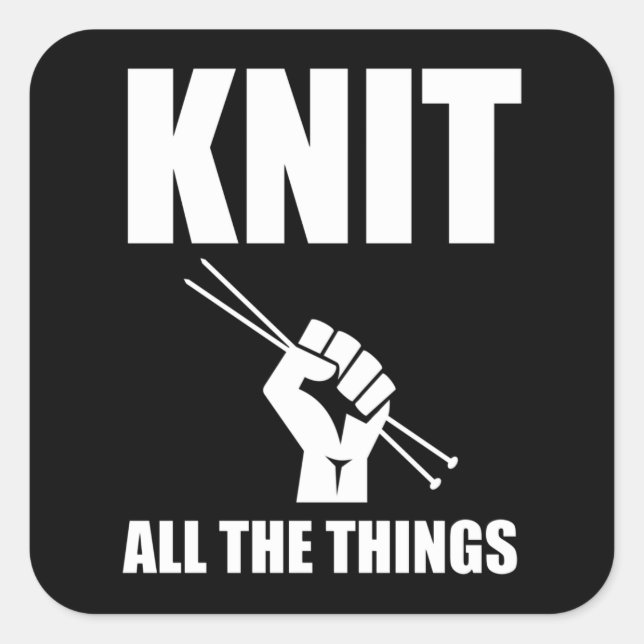 Sticker Carré Knit Toutes Les Choses Drôle Knitting (Devant)