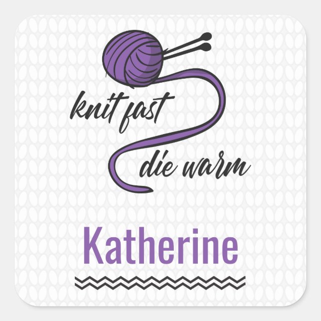 Sticker Carré Knit Violet Rapide, Mourir Chaud (Devant)
