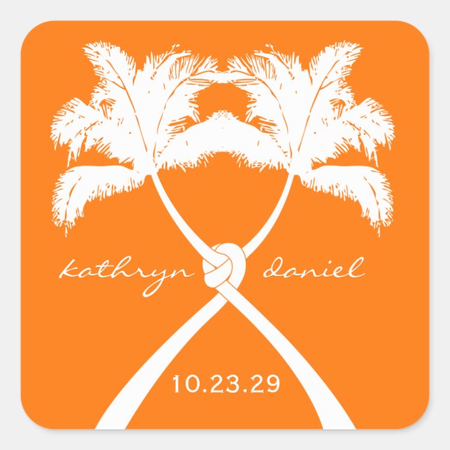 Sticker Carré Knot Palm Trees Plage Mariage tropical Moderne Chi (Devant)