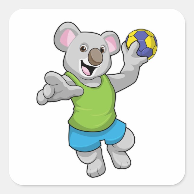 Sticker Carré Koala avec Handball Sports (Devant)