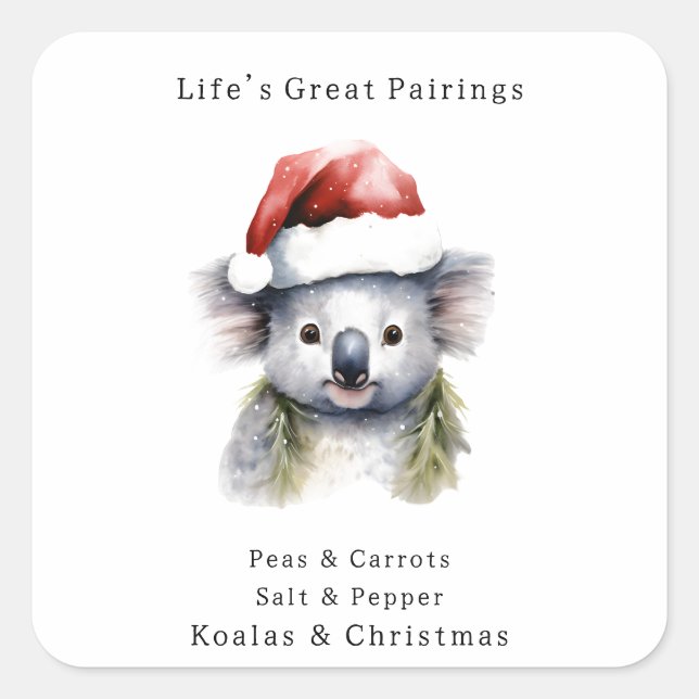 Sticker Carré Koala de Noël australien (Devant)
