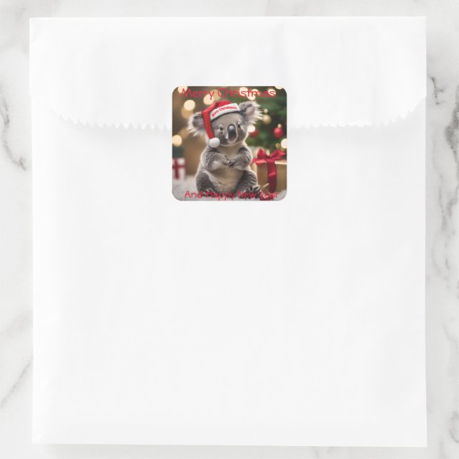 Sticker Carré "Koala Kris Kringle : Noël en dessous" (Sac)