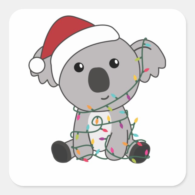 Sticker Carré Koala Noël Neige Animaux d'hiver Koalas (Devant)