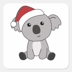 Sticker Carré Koala Noël Neige Animaux d'hiver Koalas