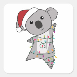 Sticker Carré Koala Noël Neige Animaux d'hiver Koalas