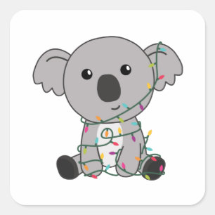 Sticker Carré Koala Noël Neige Animaux d'hiver Koalas