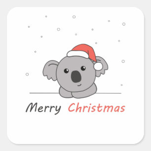 Sticker Carré Koala Noël Neige Animaux d'hiver Koalas