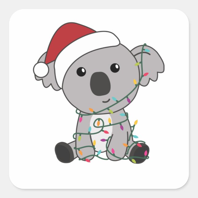 Sticker Carré Koala Noël Neige Animaux d'hiver Koalas (Devant)