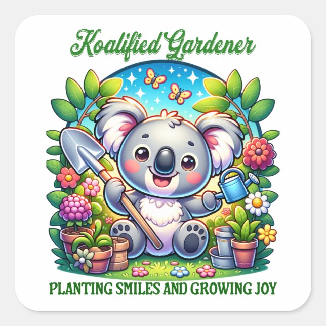 Sticker Carré Koalified Gardener Green Plante botanique (Devant)