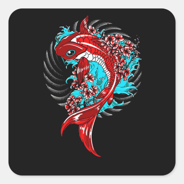 Sticker Carré Koi Fish (Devant)