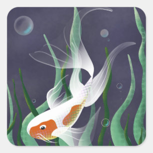 Sticker Carré Koi Poisson Nager Dans L'Eau