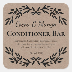 Sticker Carré Kraft Zero Déchets Cheveux Solide Conditionneur Ét
