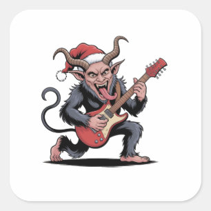 Sticker Carré Krampus maléfique jouant de la musique électrique