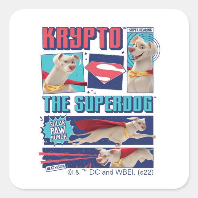 Sticker Carré Krypto Les Panneaux De Bande Dessinée Super Chien (Devant)