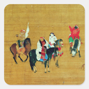 Sticker Carré Kublai Khan chassant, dynastie de yuan