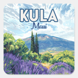 Sticker Carré Kula Maui Haleakala Hawaii Lavender Retro