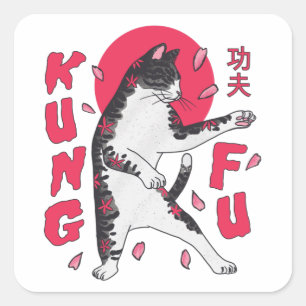 Sticker Carré Kung Fu Cat