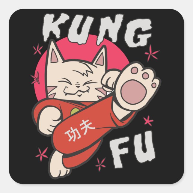 Sticker Carré Kung Fu Cat (Devant)