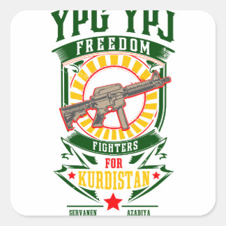 Sticker Carré KURDISTAN - YPG - YPJ Freedom Warrior